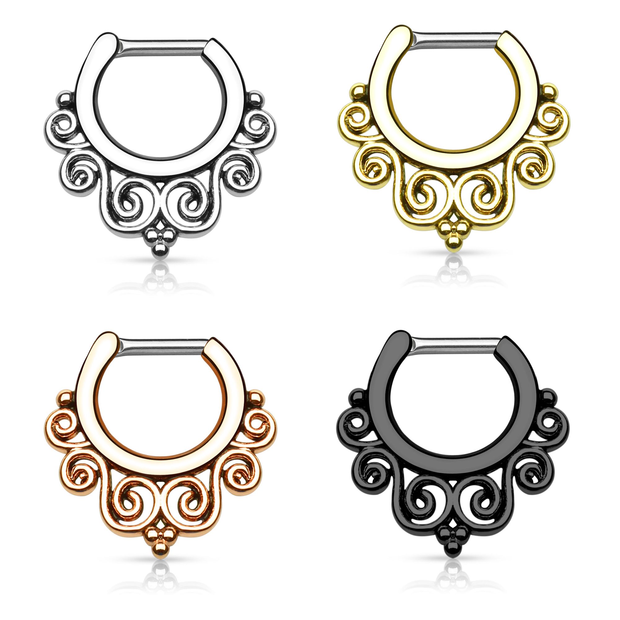 Septumpiercing med tvinnad design