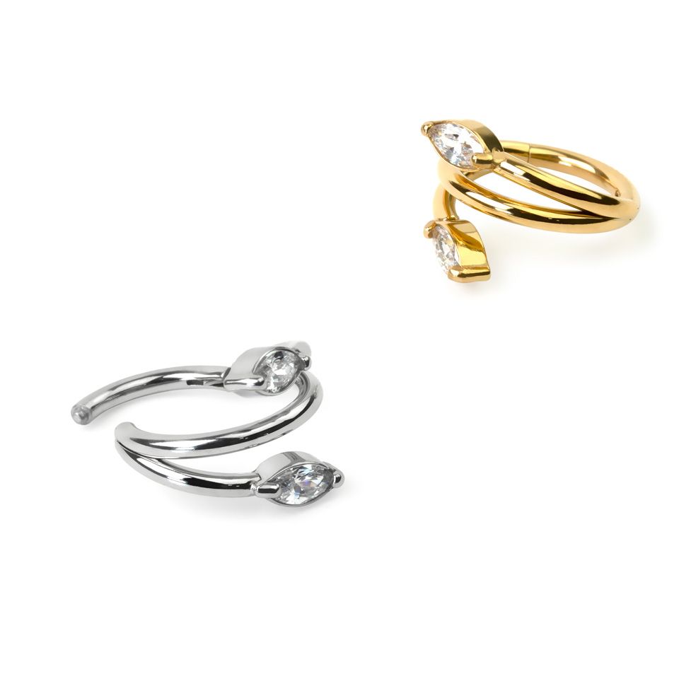 Dubbel segmentring med marquise-stenar
