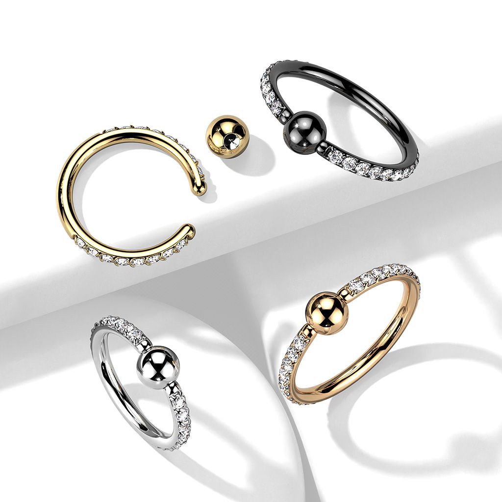 Titan captive bead ring med CZ stenar på varje sida
