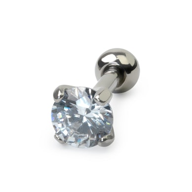 Öronpiercing av titan med rund sten