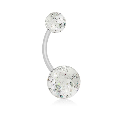 Navelpiercing med glitterkulor av akryl