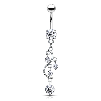 Navelpiercing med stenar i s-form