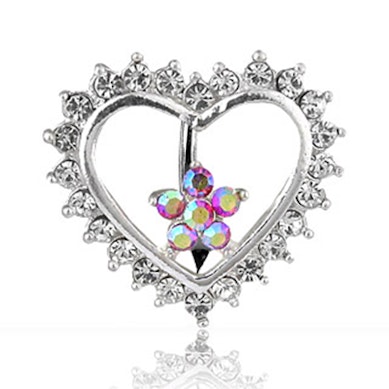 Omvänd navelpiercing med hjärta och blomma