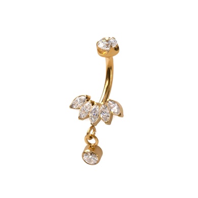 Navelpiercing med marquiseslipade stenar och hänge