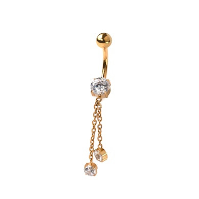 Navelpiercing i titan med kedja och stenar