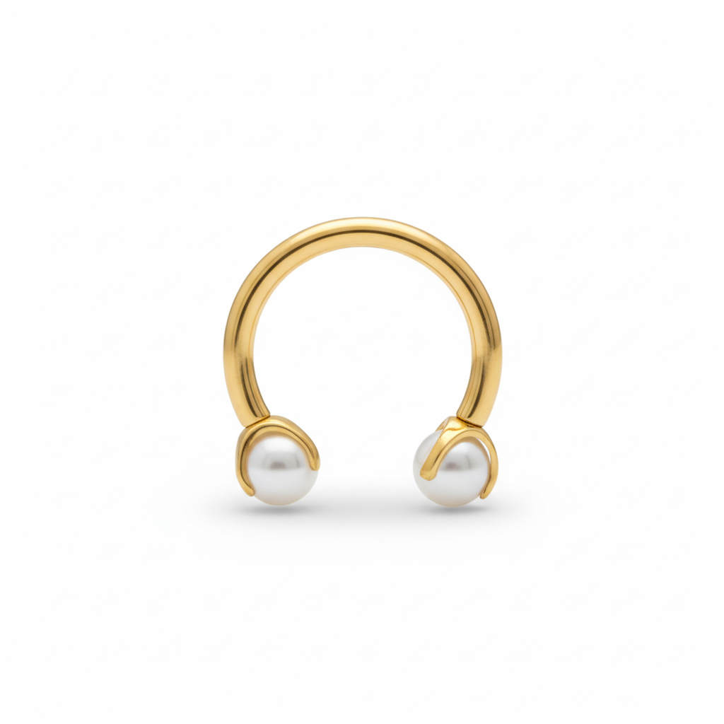 Hästsko i titan med pärlor