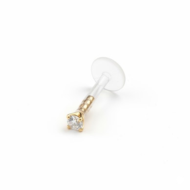Labret av 14 karat guld med PTFE stav