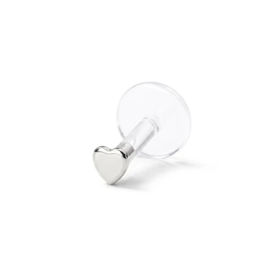Labret av 14 karat guld med hjärttopp-14K vitguld / PTFE