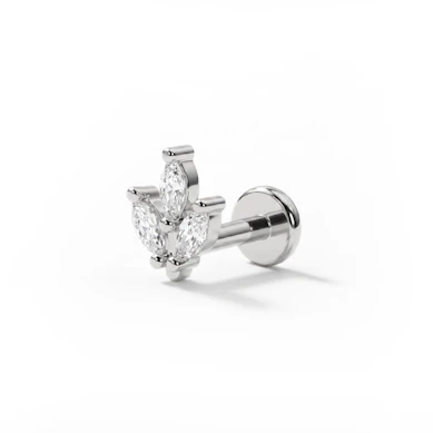 Push-in labret med marquise stenar
