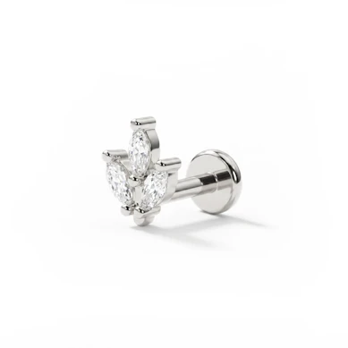 Push-in labret med marquise stenar
