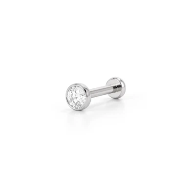 Push-in labret i titan med skuren sten