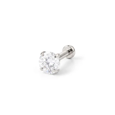 Push-in labret av titan med sten