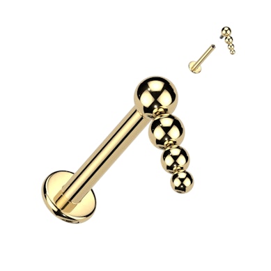 Labret i titan med invändig tråd och fallande kulor