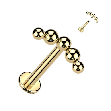 Labret i titan med dekorativ topp med kulor