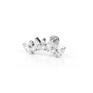 Labret i titan med marquise-stenar och runda stenar