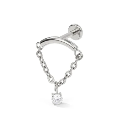 Böjd labret med kedja och stenberlock