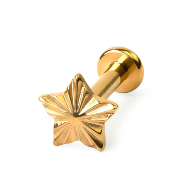 Stjärnformad labret i titan med strukturmönster