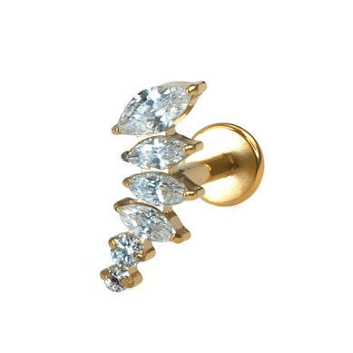 Böjd titanlabret med stenar i olika storlekar