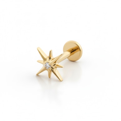 Stjärnlabret i titan med central sten