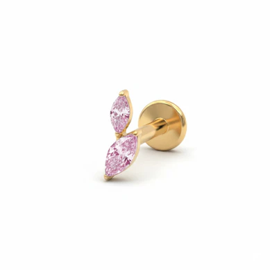 Titanlabret med två marquise-slipade stenar