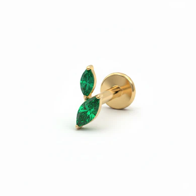 Titanlabret med två marquise-slipade stenar