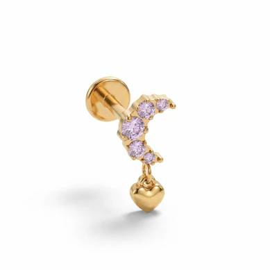 Titanlabret med måne och rosa stenar