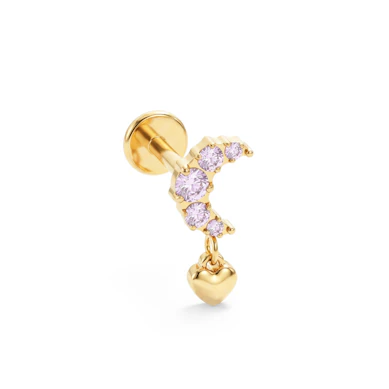 Titanlabret med måne och rosa stenar