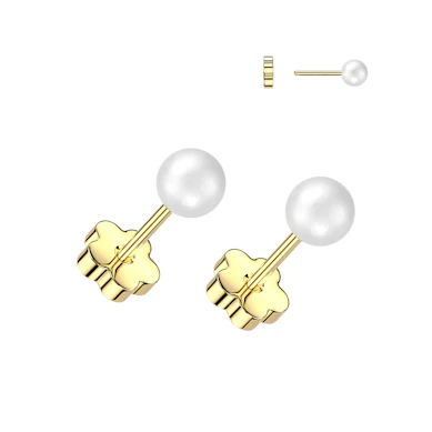 Par av pärlörhängen med gulliga blombaksidor