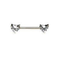 Bröstpiercing i titan med hjärtformade CZ-stenar