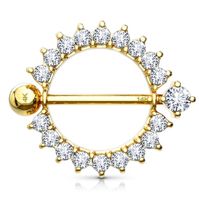 Bröstpiercing av 14 karat guld