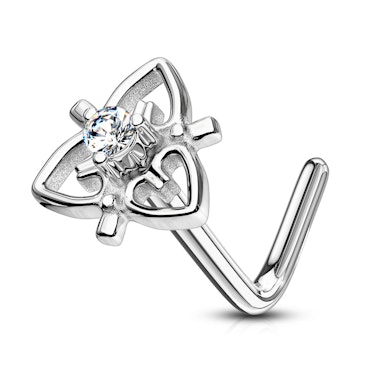 Näspiercing med hjärtfiligran och sten