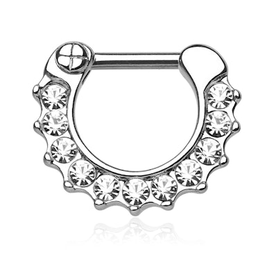 Septumpiercing med stenbelagd kant