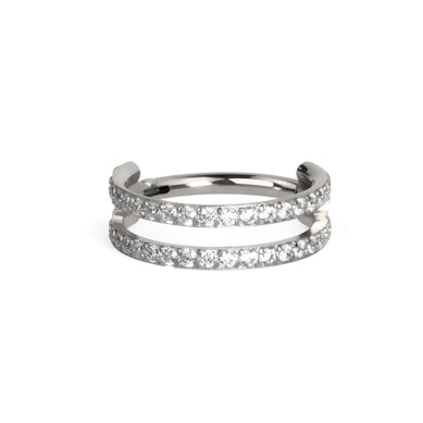Dubbel ring i titan med stenar