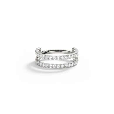 Dubbel ring i titan med stenar