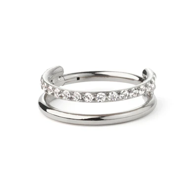 Dubbel ring i titan med stenrad