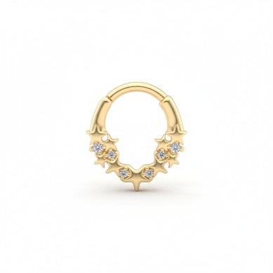 Framåtvänd ring med stjärnor och stenar