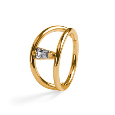 Dubbelring i titan med sammankopplad sten