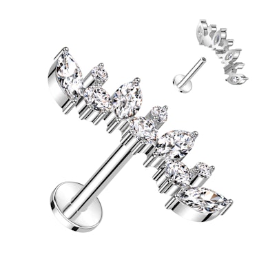 Labret i titan med marquise-stenar och runda stenar