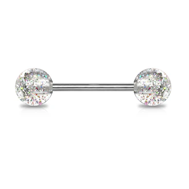 Tungsmycke av titan med glitterkulor