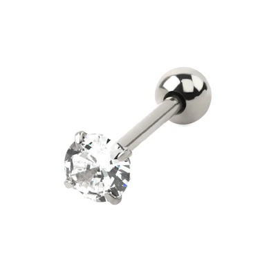 Tungpiercing med klor runt sten