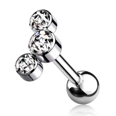 Stav av titan med invändig gänga och 3 stenar