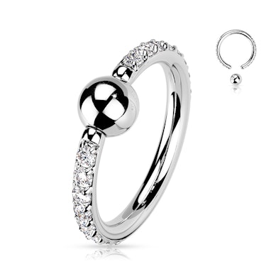 Titan captive bead ring med CZ stenar på varje sida