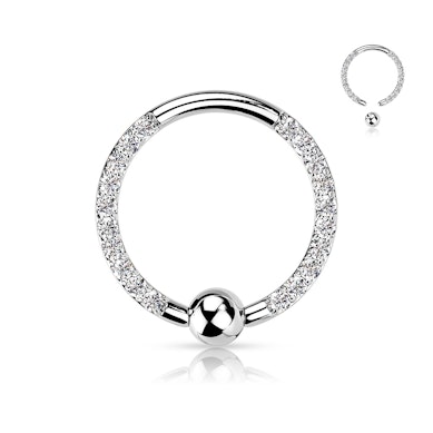 Titan captive bead ring med stenar på varje sida