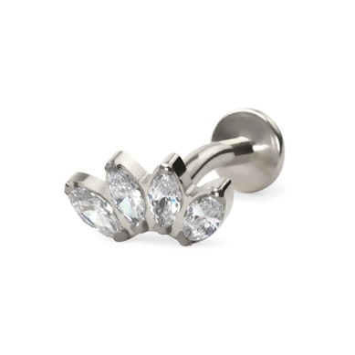 Navelpiercing av titan med stenar i marquise-design