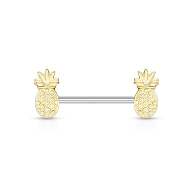 Bröstpiercing med guldbelagd ananas