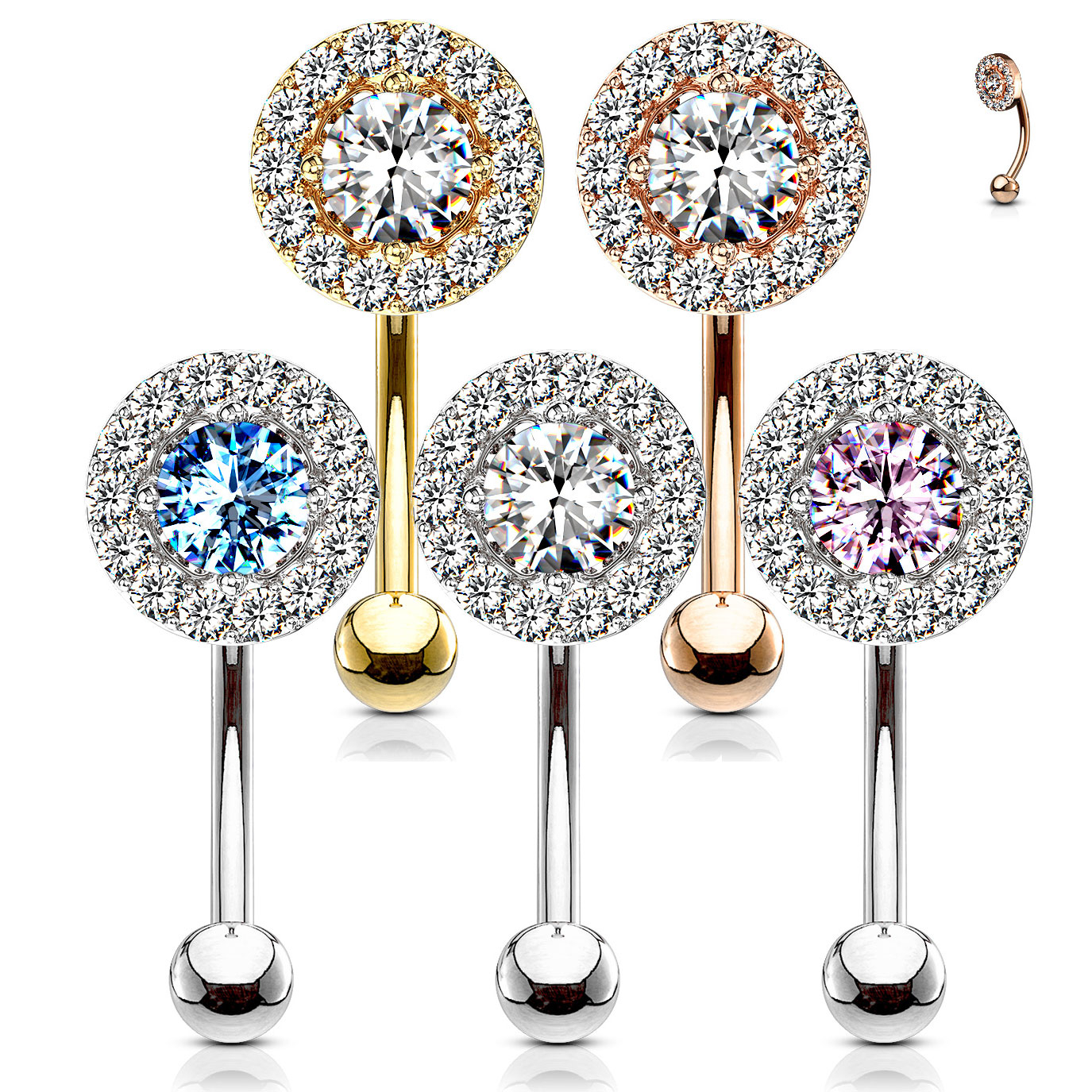 Böjd stav med centersten i flera färger