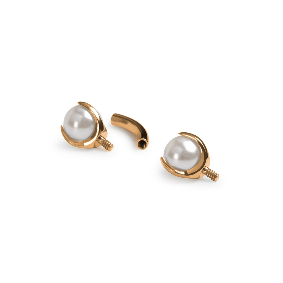 Böjd barbell i titan med pärlor