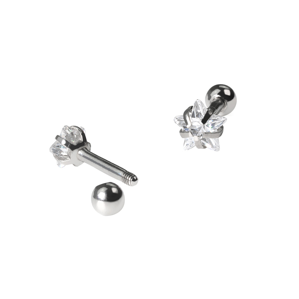 Set av öronpiercingar med stenstjärna
