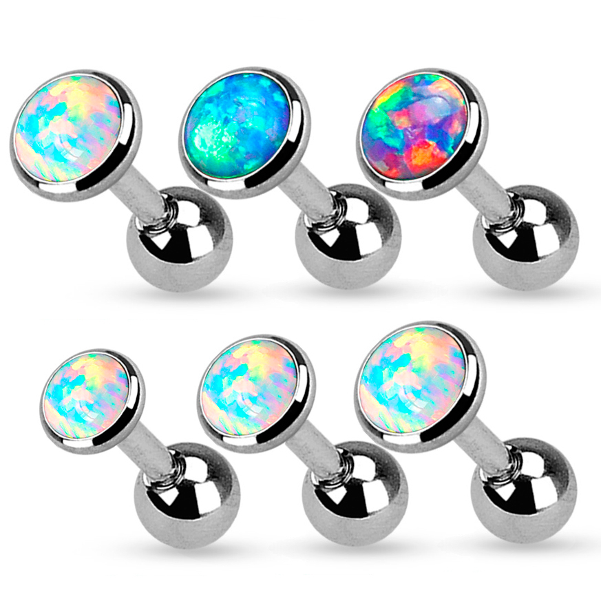 Set av öronpiercingar med opalsten