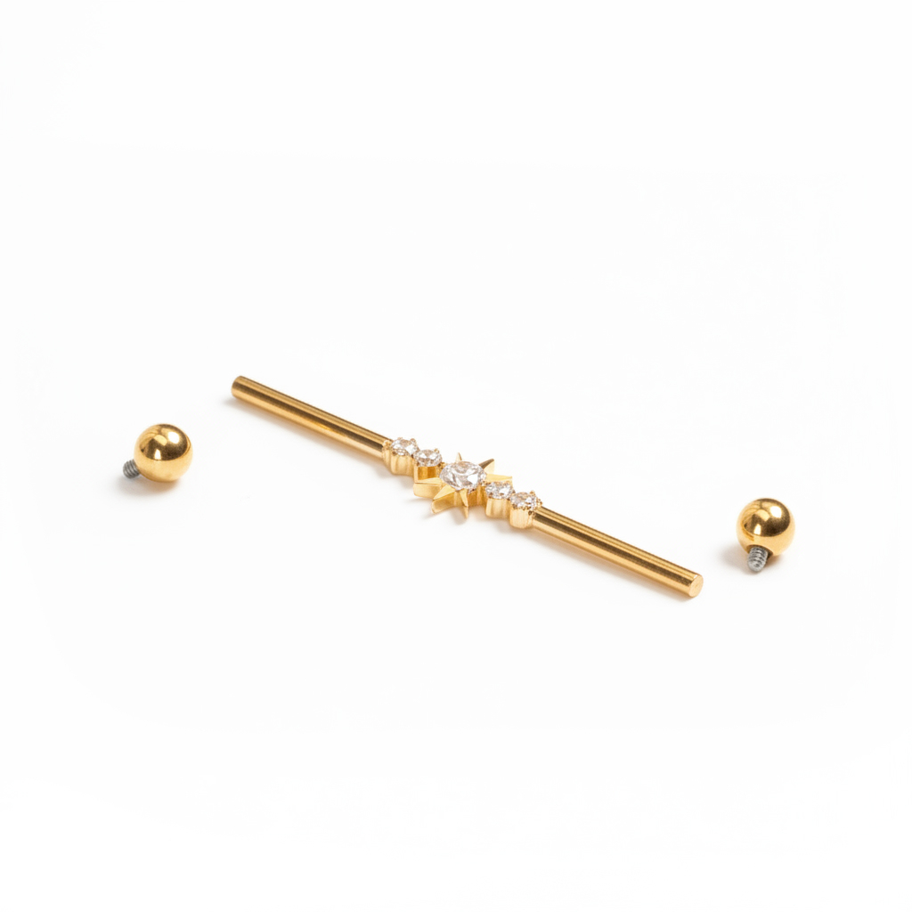 Industrial stav i titan med stjärna och stenar